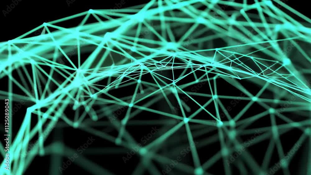Poster abstract network visualization with dynamic lines and nodes in futuristic style