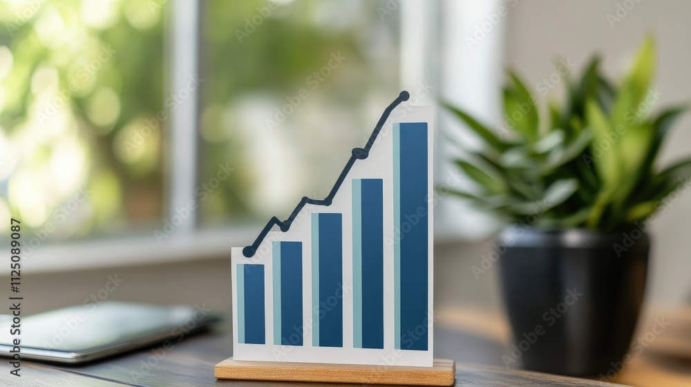 Aufkleber a sleek 3d bar chart with gradient colors ranging from blue to green, representing market analysis. 
