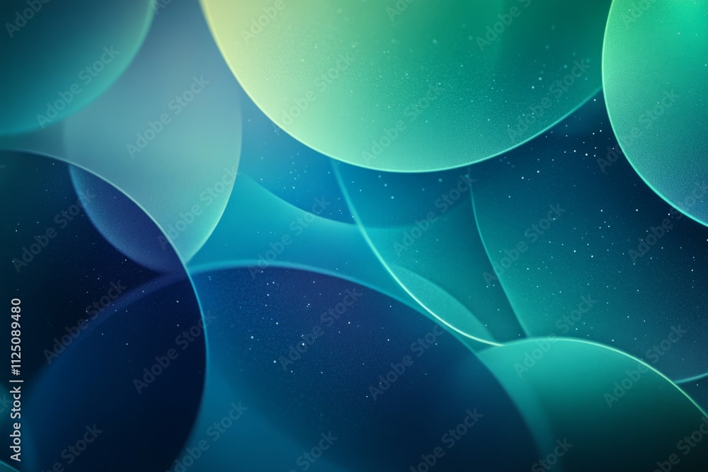 Poster abstract background with flowing shapes in teal and blue colors, creating a sense of movement and en