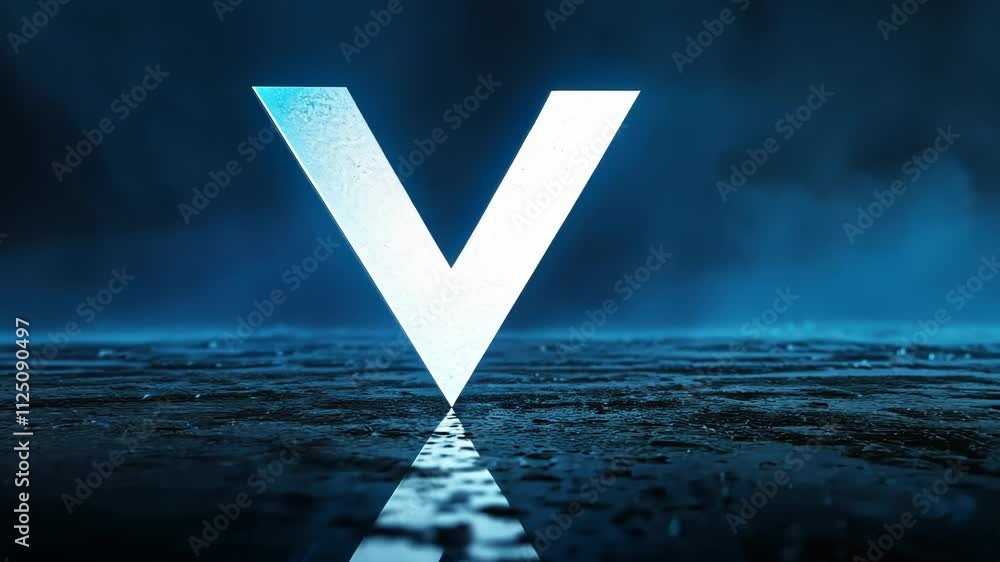 Poster v shape design with luminous glow on dark background for creative projects and artwork