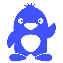 Cute Penguin Small Waving Greeting South Pole Bird Design Lover Art Vector Illustration Card T-Shirt Poster Sticker Graphic Print Decorative Drawing Isolated Logo Decoration Symbol Creative Cool Style