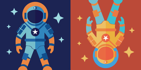 Cute Astronaut Floating in Space Vector Icon. Adorable Cartoon Illustration for Technology and Science Themes - Premium Flat Style Design