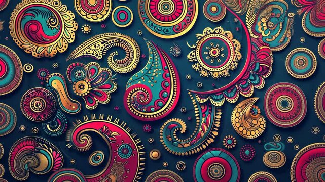 Colorful Paisley Pattern with Intricate Floral and Vibrant Details