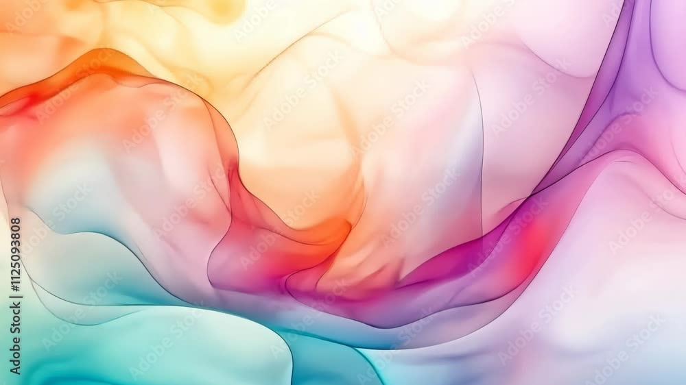 Poster Abstract Soft Gradient Background with Smooth Waves and Colorful Flowing Patterns