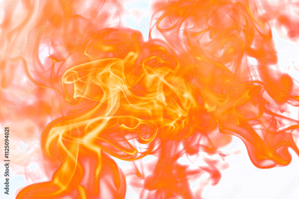 Poster a vibrant display of swirling orange flames intertwined with wisps of smoke, creating a dynamic and 