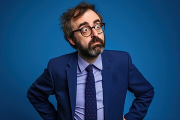 A man in a suit and tie with a surprised expression on his face