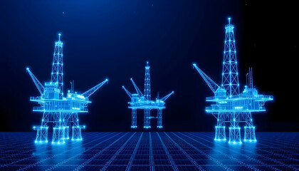 Fototapeta premium Digital Oil Rigs: Advanced Technology in Offshore Energy Exploration and Production