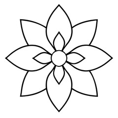 A simple flower mandala outline shape with a black silhouette & Mandala outline vector illustration. Flower mandala outline shape elements icon vector