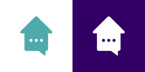 Home talk chat house icon logo vector flat design