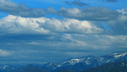 Breathtaking Mountains View. Weather Environment. Dramatic Clouds High Up In Mountains. Timelapse.