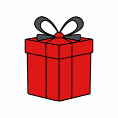 A simple colorful gift box with a bow silhouette & Gift item box vector illustration. Gift elements icon vector