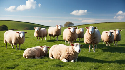 Fototapeta premium Sheep on pasture