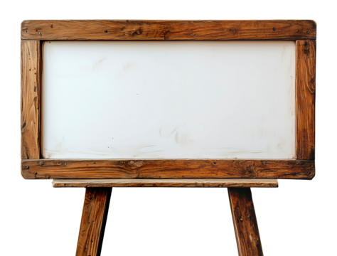 Old-fashioned hardwood board for communicating ideas against a white or transparent background