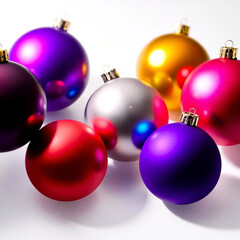 Obraz premium Set of colored Christmas balls isolated on transparent background