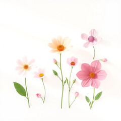 Set of different beautiful flowers on white background. Banner design