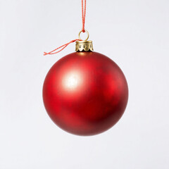 Red Christmas ball isolated on transparent background