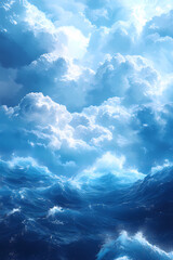 Naklejka premium A blue and white gradient background with a dreamy effect.