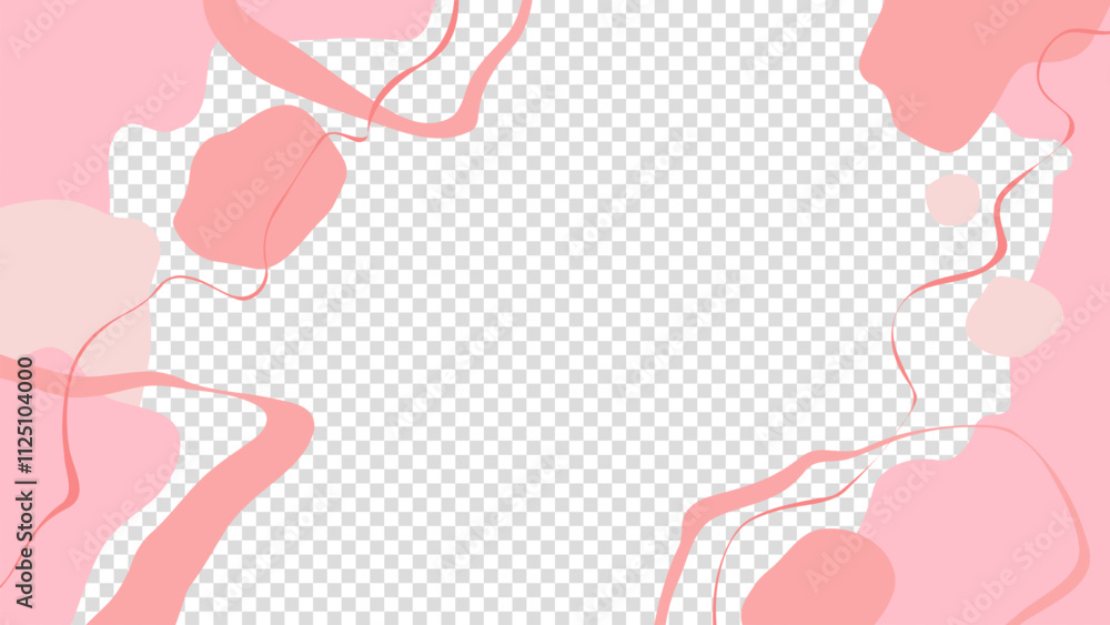 Poster abstract graphic template with various curved pink colored shapes and lines for wedding invitations 