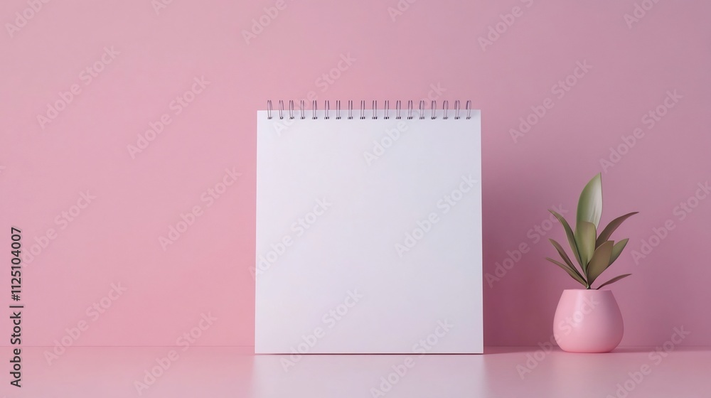Poster desk calendar mockup with empty date grid on clean white background,3d