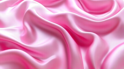 Obraz premium Close-up of smooth pink satin fabric with gentle folds and a shiny, silky texture.