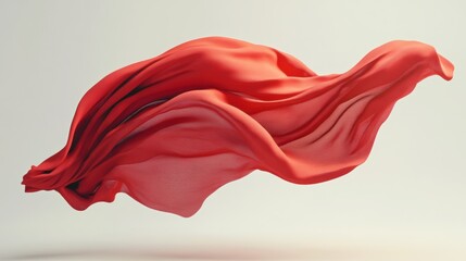 Fototapeta premium Flowing red fabric gracefully suspended in mid-air, evoking a sense of elegance and motion.