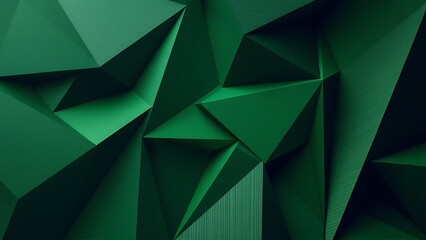 Obraz premium Abstract triangular dark green mosaic tile wallpaper texture with geometric fluted triangles background banner