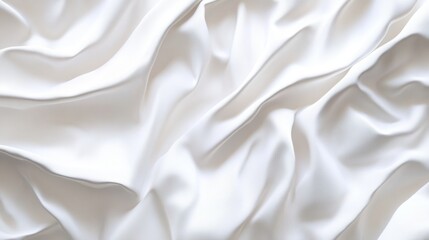 Obraz premium Close-up of flowing, silky white fabric creating elegant wave patterns.