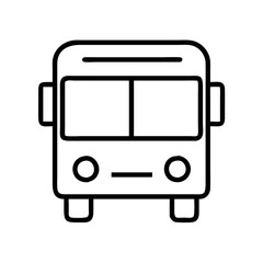 bus icon, travel vector icon, tourism vector illustration - black outline icon of bus symbolizing travel, tourism, and vacation in simple design.