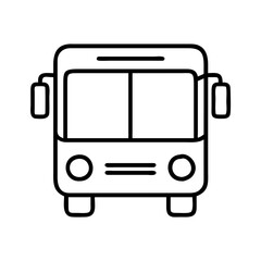 bus icon, travel vector icon, tourism vector illustration - black outline icon of bus symbolizing travel, tourism, and vacation in simple design.