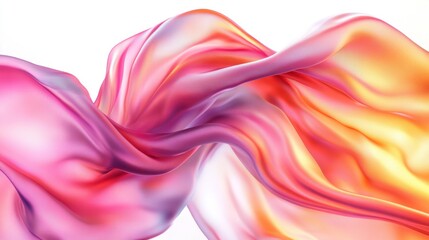 Fototapeta premium Vibrant swirling fabric in hues of pink, orange, and purple creating a fluid and dynamic visual effect.