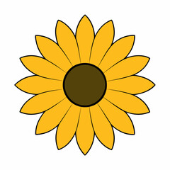 Sunflower silhouette art and sunflower vector illustration. Flower elements icon vector.