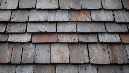 Old brown rustic wooden shingle wall texture - wood facade architecture background