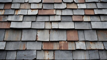 Old brown rustic wooden shingle wall texture - wood facade architecture background