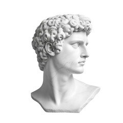 Marble Greek Man Sculpture Isolated on Transparent Background