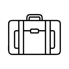 suitcase icon, travel vector icon, tourism vector illustration - black outline icon of suitcase symbolizing travel, tourism, and vacation in simple design.