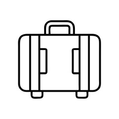 suitcase icon, travel vector icon, tourism vector illustration - black outline icon of suitcase symbolizing travel, tourism, and vacation in simple design.