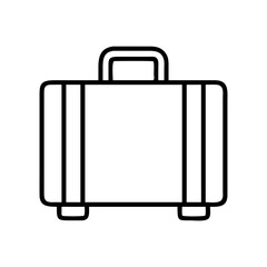 suitcase icon, travel vector icon, tourism vector illustration - black outline icon of suitcase symbolizing travel, tourism, and vacation in simple design.