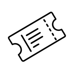 ticket icon, travel vector icon, tourism vector illustration - black outline icon of ticket symbolizing travel, tourism, and vacation in simple design.