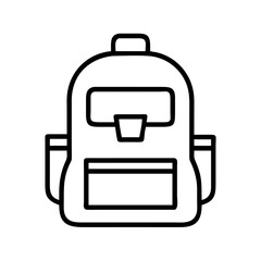 backpack icon, travel vector icon, tourism vector illustration - black outline icon of backpack symbolizing travel, tourism, and vacation in simple design.