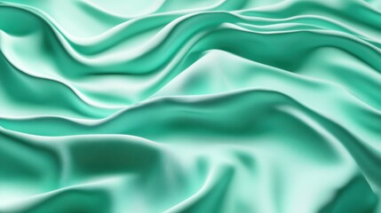 Obraz premium Close-up of flowing mint green silk fabric with soft folds and gentle light reflections.