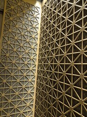 Abstract pattern wall in a hotel elevator, geometric shapes
