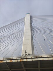 Fototapeta premium Modern bridge with strings background