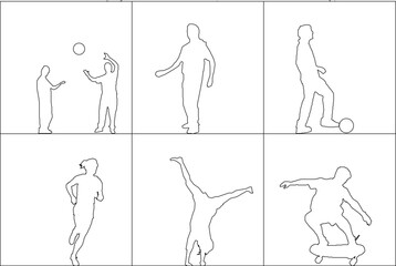 vector sketch illustration silhouette design decoration painting collection of sportsmen.eps