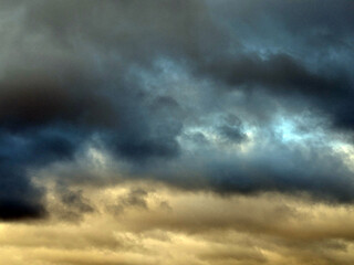 Thundery Stormy Cloudy Blue and Grey Skyscape Sky with large Clouds