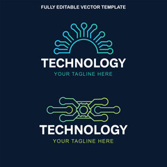  tech logo template. Innovative digital technology concept business icon. Vector illustration.