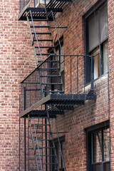 Urban Metal Fire Escape on Brick Building Facade