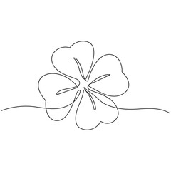 Continuous one line drawing of clover leaf. St. Patrick's Day simbol. Holiday Illustration