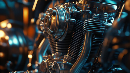 Fototapeta premium A motorcycle engine seen from up close.