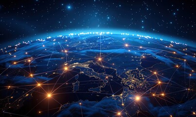 Obraz premium 全球互联网络地球信息化互联互通