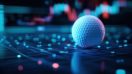 Golf ball on a digital data landscape